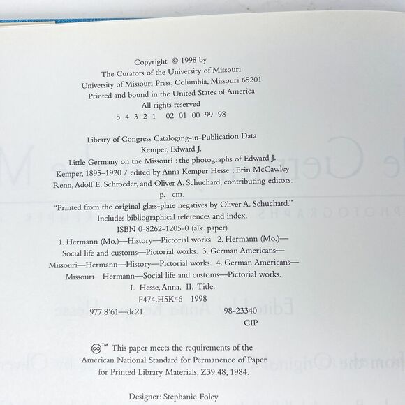 Little Germany on the Missouri Hardcover Book The Photographs Of Edward J Kemper - Picture 3 of 12